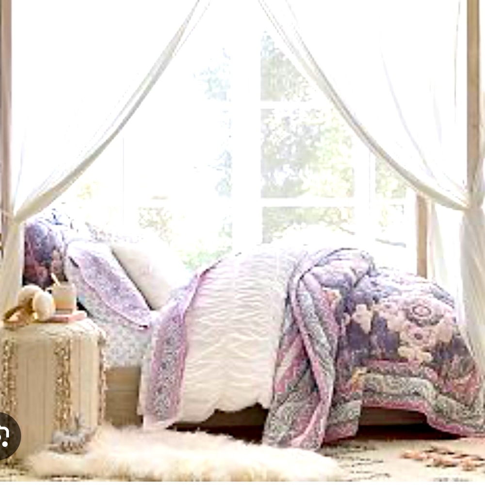 Pottery Barn Teen Bohemian Wonder Paisley Print Twin Quilt & 2 shams lilac grey - Picture 11 of 14